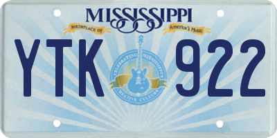 MS license plate YTK922