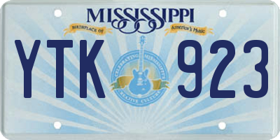 MS license plate YTK923