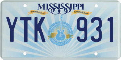 MS license plate YTK931