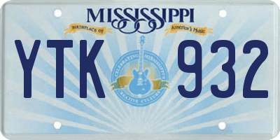 MS license plate YTK932