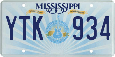 MS license plate YTK934