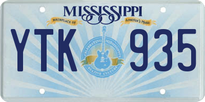 MS license plate YTK935