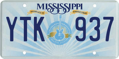 MS license plate YTK937