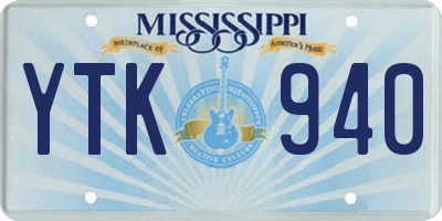 MS license plate YTK940
