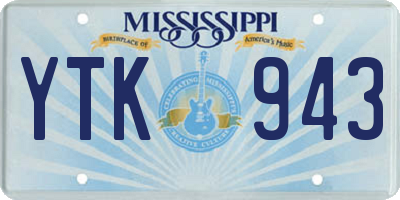 MS license plate YTK943