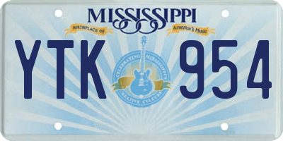 MS license plate YTK954
