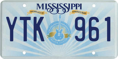 MS license plate YTK961