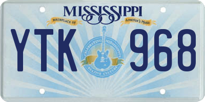 MS license plate YTK968
