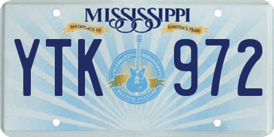 MS license plate YTK972