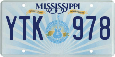 MS license plate YTK978