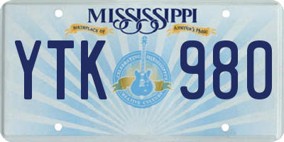 MS license plate YTK980