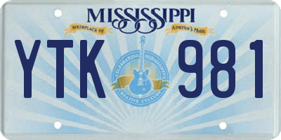 MS license plate YTK981