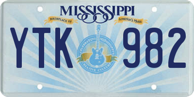 MS license plate YTK982
