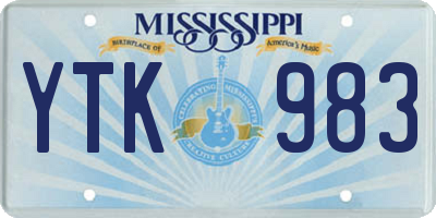 MS license plate YTK983