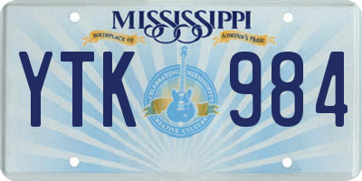 MS license plate YTK984