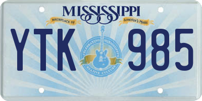 MS license plate YTK985