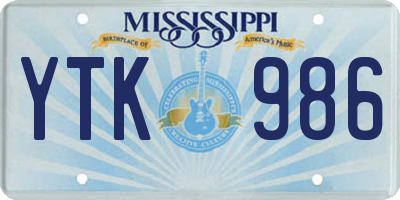 MS license plate YTK986