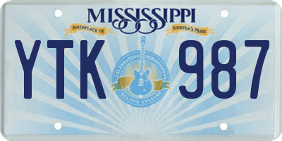 MS license plate YTK987