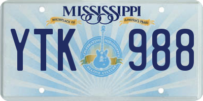 MS license plate YTK988