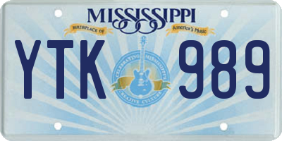 MS license plate YTK989
