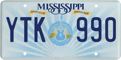 MS license plate YTK990