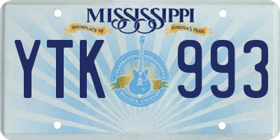 MS license plate YTK993