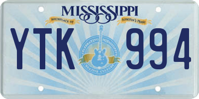 MS license plate YTK994