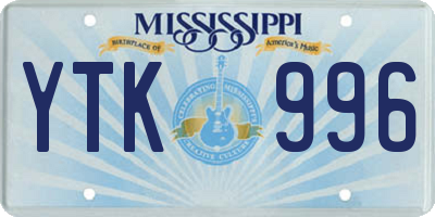 MS license plate YTK996