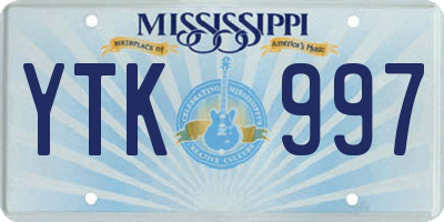 MS license plate YTK997