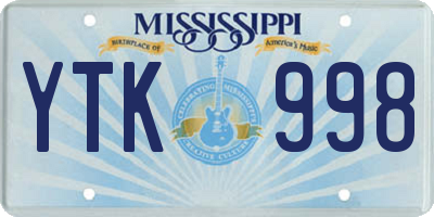 MS license plate YTK998