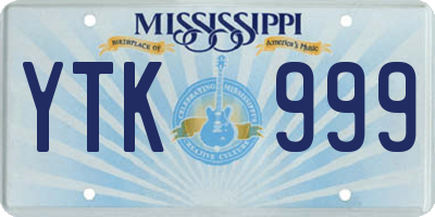 MS license plate YTK999