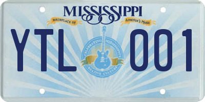MS license plate YTL001