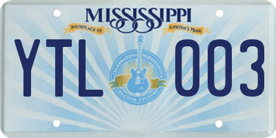 MS license plate YTL003