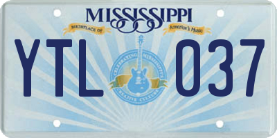 MS license plate YTL037