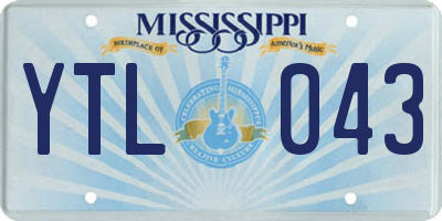MS license plate YTL043