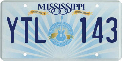 MS license plate YTL143
