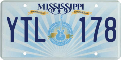 MS license plate YTL178