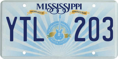 MS license plate YTL203