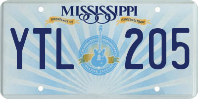 MS license plate YTL205