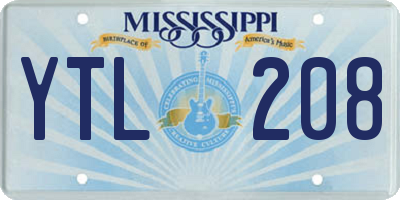MS license plate YTL208