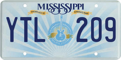 MS license plate YTL209