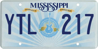 MS license plate YTL217