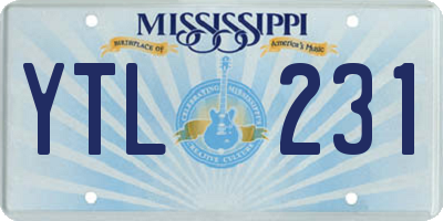 MS license plate YTL231