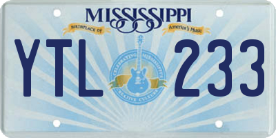 MS license plate YTL233