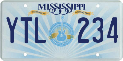 MS license plate YTL234