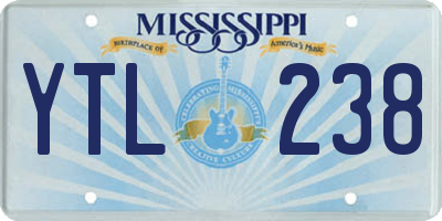 MS license plate YTL238