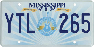 MS license plate YTL265