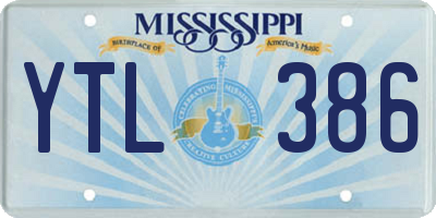 MS license plate YTL386