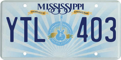 MS license plate YTL403