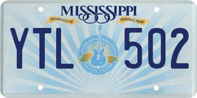 MS license plate YTL502